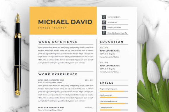 Download Yellow Resume Template | Word CV - Resume template Collection
